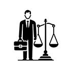 Lawyer black icon, concept illustration, vector flat symbol, glyph sign.